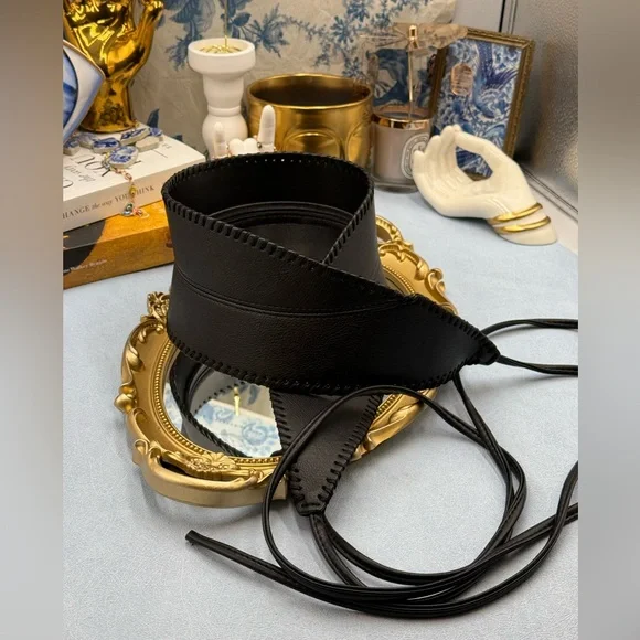 🆕 BRONX & BANCO 🧿 NWOT Briana Faux Leather Tie-Around Belt, Black - Picture 15 of 16